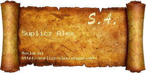 Suplicz Alex névjegykártya